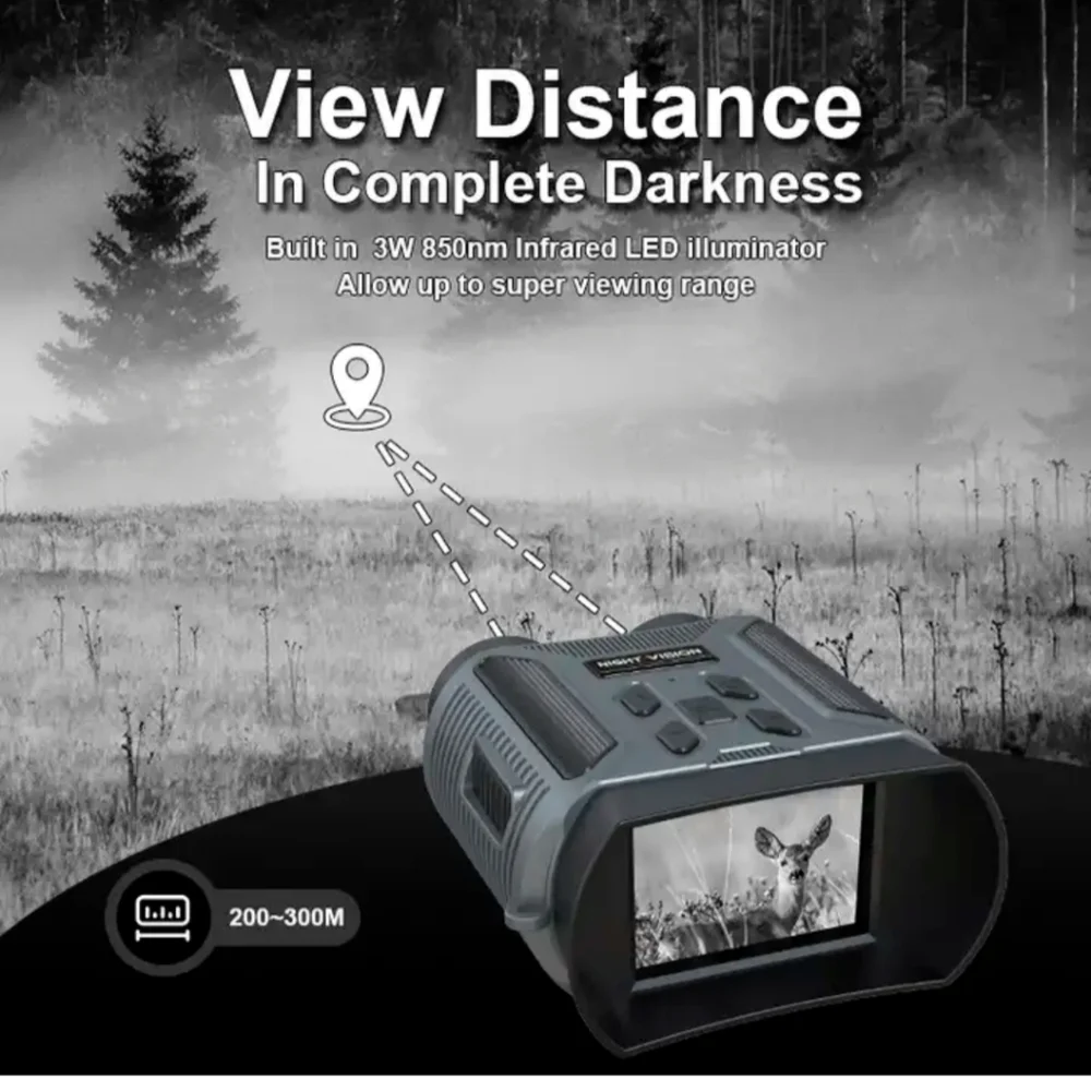 Mini 1080p Night Vision Binoculars Hunting Zoom Digital IR Cam Long Distance 300